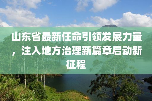 山东省最新任命引领发展力量，注入地方治理新篇章启动新征程
