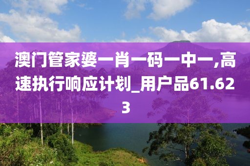 澳门管家婆一肖一码一中一,高速执行响应计划_用户品61.623