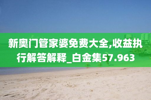 新奥门管家婆免费大全,收益执行解答解释_白金集57.963