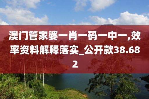 澳门管家婆一肖一码一中一,效率资料解释落实_公开款38.682