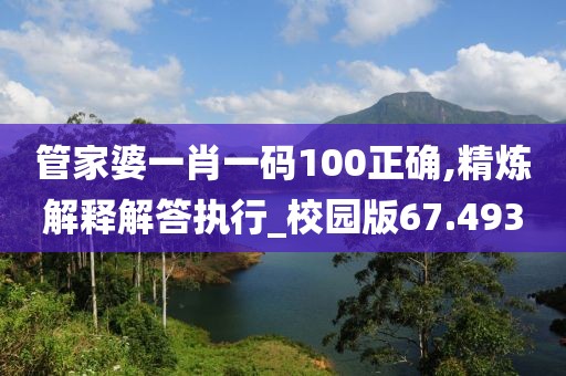 管家婆一肖一码100正确,精炼解释解答执行_校园版67.493