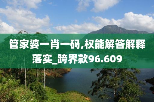 管家婆一肖一码,权能解答解释落实_跨界款96.609