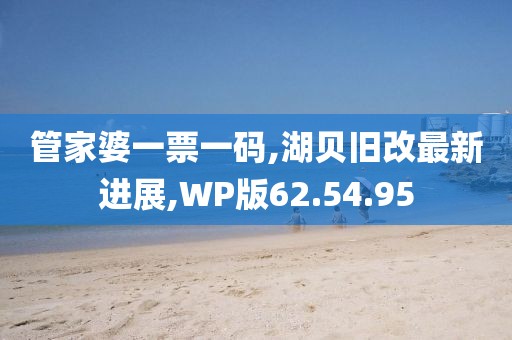 管家婆一票一码,湖贝旧改最新进展,WP版62.54.95