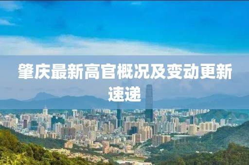 肇庆最新高官