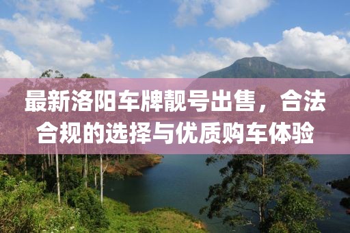最新洛阳车牌靓号出售，合法合规的选择与优质购车体验