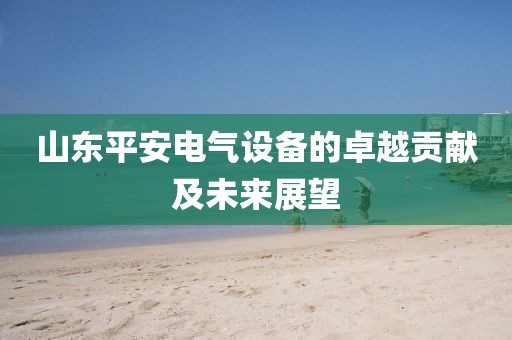 山东平安电气设备的卓越贡献及未来展望