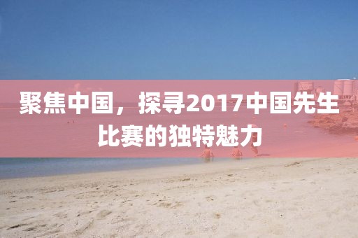 聚焦中国，探寻2017中国先生比赛的独特魅力