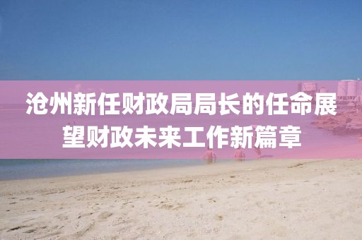 沧州新任财政局局长的任命展望财政未来工作新篇章