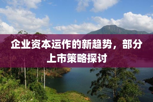 企业资本运作的新趋势，部分上市策略探讨