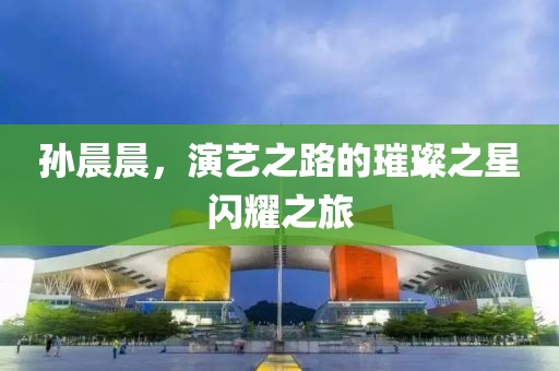 孙晨晨，演艺之路的璀璨之星闪耀之旅