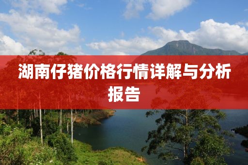 湖南仔猪价格行情详解与分析报告