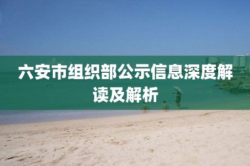 六安市组织部公示信息深度解读及解析