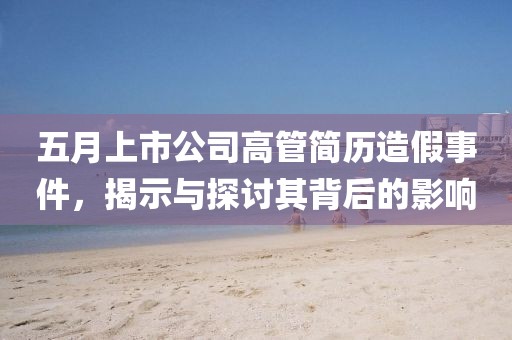 五月上市公司高管简历造假事件，揭示与探讨其背后的影响