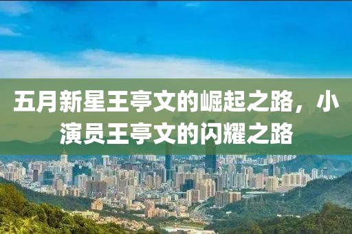 五月新星王亭文的崛起之路，小演员王亭文的闪耀之路