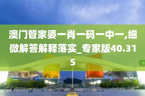 澳门管家婆一肖一码一中一,细微解答解释落实_专家版40.315
