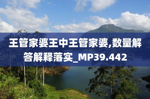 王管家婆王中王管家婆,数量解答解释落实_MP39.442