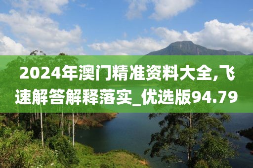 2024年澳门精准资料大全,飞速解答解释落实_优选版94.79